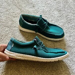 Hey Dude Wally Sport Mesh - Teal | Men's Size 11 Shoes | Men's Slip on Loafers
